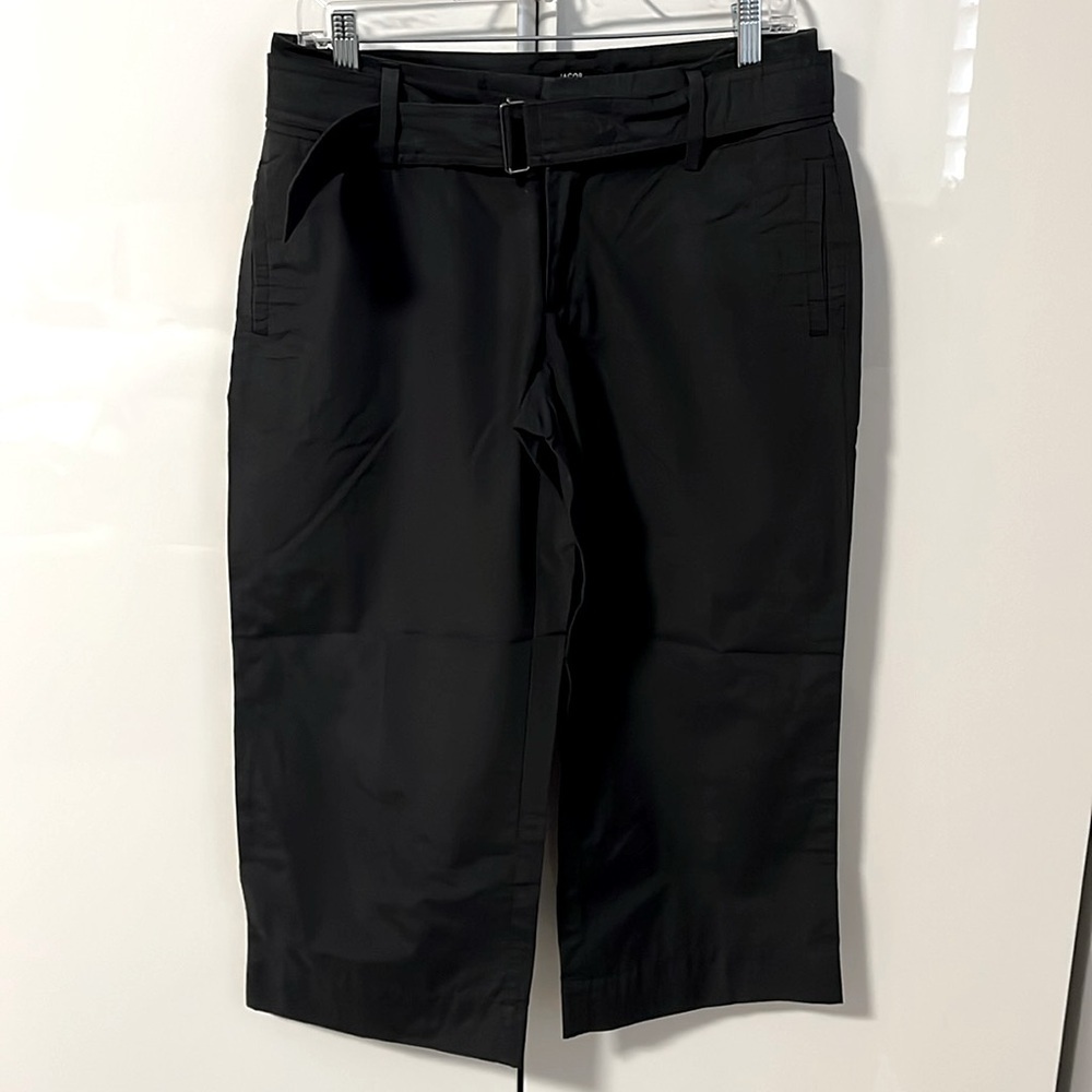 JACOB Wide Leg Capri Technical Pant Cotton Nylon Belted Like New, Size 7/8